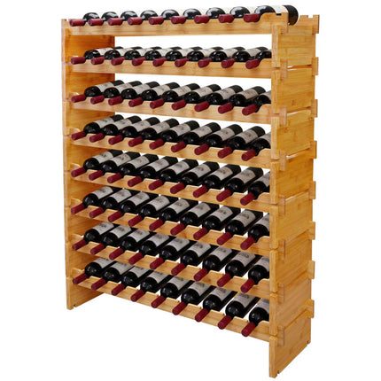 Stackable Bamboo Wine Rack for 72 Bottles, Self-Assembly, Natural