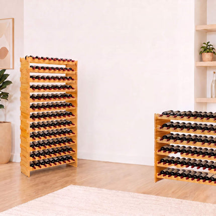 Stackable Bamboo Wine Rack for 72 Bottles, Self-Assembly, Natural