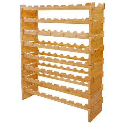 Stackable Bamboo Wine Rack for 72 Bottles, Self-Assembly, Natural
