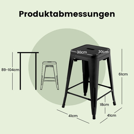 Sakraujami melni metāla bāra krēsli, 4 gab., 61 cm, celtspēja 150 kg