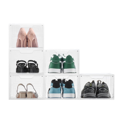 Stackable Clear Shoe Storage Boxes, 6 Pack, Magnetic Door