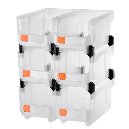 Stackable Clear Storage Bins, 6-Pack, 14.8 in