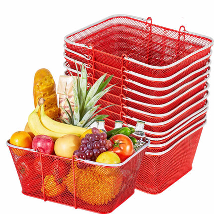 Stackable Metal Shopping Baskets 12-Pack, 22L, Red