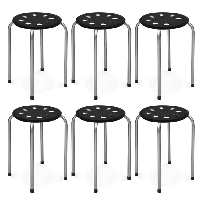 Stackable Metal Stools, 6-Pack, Round Seat, 30x30x44.5 cm