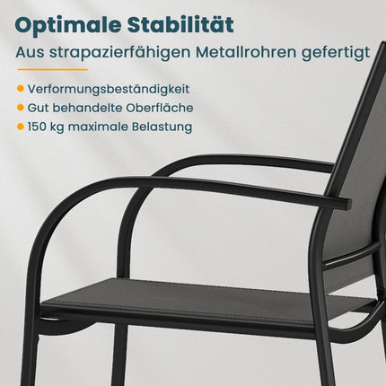 Sakraujami āra krēsli, 2 gab. komplekts, metāls un tekstilēns, pelēki