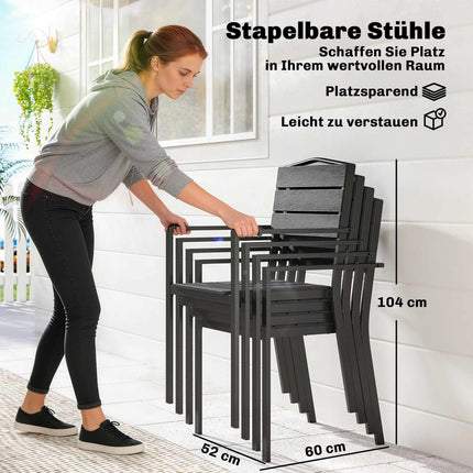 Sakraujami āra krēsli, 4 gab. komplekts, melni, HDPE, 52x51x90 cm