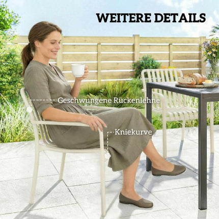 Sakraujami āra krēsli, 4 gab. komplekts, krēmbalti, ergonomisks dizains