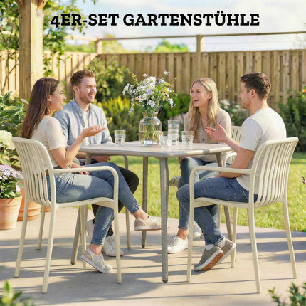 Sakraujami āra krēsli, 4 gab. komplekts, krēmbalti, ergonomisks dizains