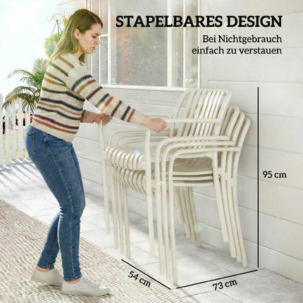 Sakraujami āra krēsli, 4 gab. komplekts, krēmbalti, ergonomisks dizains