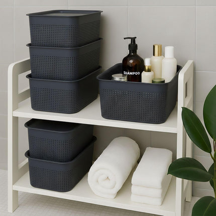 Sakraujamas uzglabāšanas kastes, 6 gab. komplekts, vāki, ventilējamas