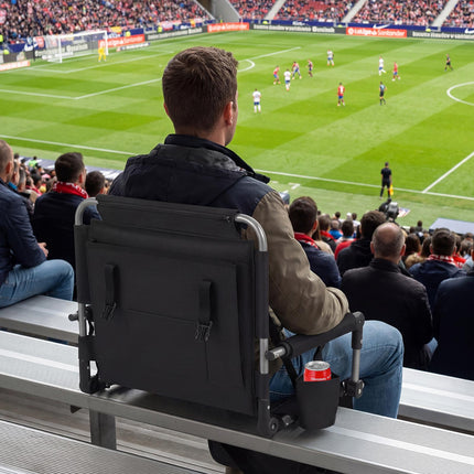 Stadiona sēdeklis ar atzveltni, salokāms, krūzīšu turētājs, sarkans