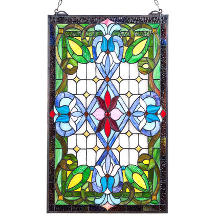 Stained Glass Window Panel 433 x 731 mm, Hanging Chain