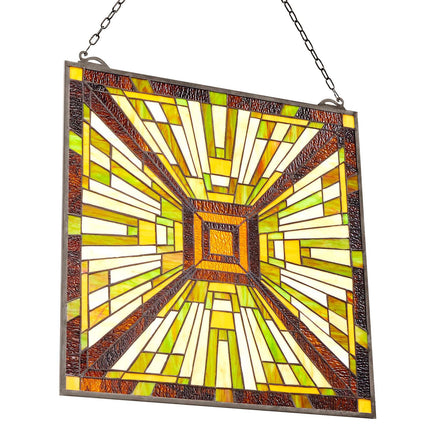 Stained Glass Window Panel 501 x 527 mm, Hanging Chain