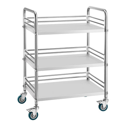 Stainless Steel 3-Tier Rolling Utility Cart, Locking Casters