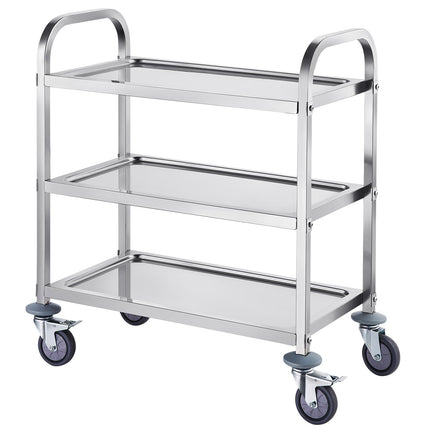 Stainless Steel 3-Tier Utility Cart, 400 lb, Locking Wheels