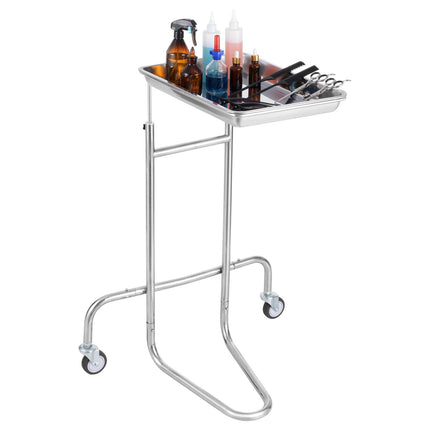 Stainless Steel Adjustable Lab Cart, Single Tray, Locking Wheels