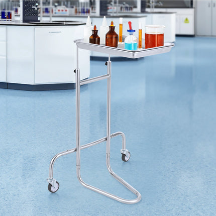 Stainless Steel Adjustable Lab Cart, Single Tray, Locking Wheels