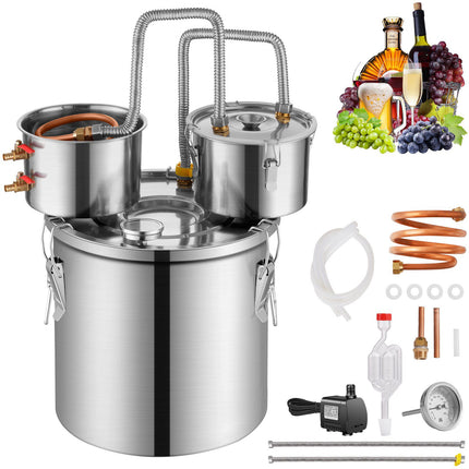 Stainless Steel Alcohol Still 50L, Dual Condenser, Copper Coil