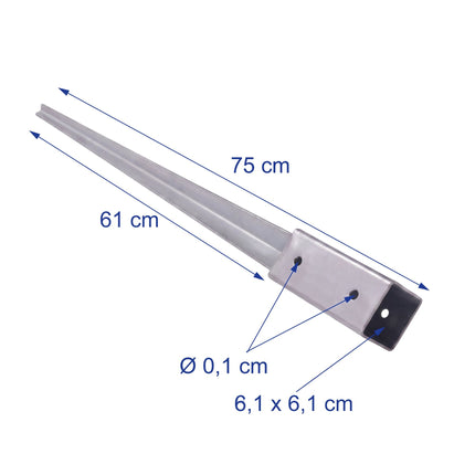 Nerūsējošā tērauda iebraucamie stabu enkuri, 4 gab. iepakojumā, 750 mm