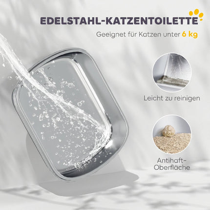 Nerūsējošā tērauda slēgtā kaķu pakaišu kaste, komplektā kausiņa