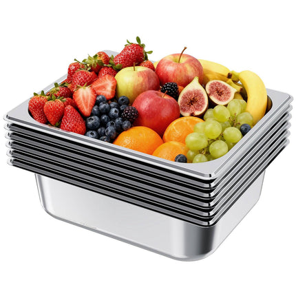 Stainless Steel Hotel Pans, 1/2 Size, 4-Inch Deep, 6-Pack