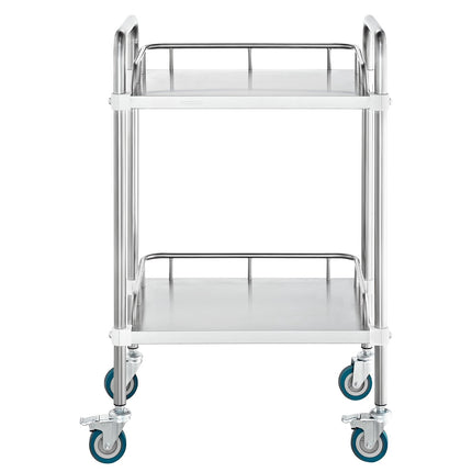 Stainless Steel Lab Rolling Cart, 2-Tier, 220 lb