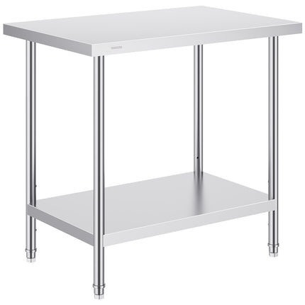 Stainless Steel Prep Table 24 x 36 x 34 in, 3-Level Adjustable