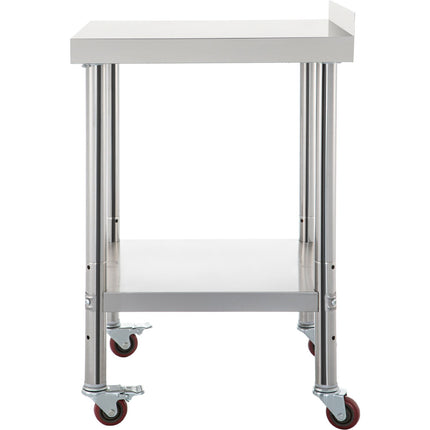 Stainless Steel Prep Table 36 x 24, Backsplash, Casters
