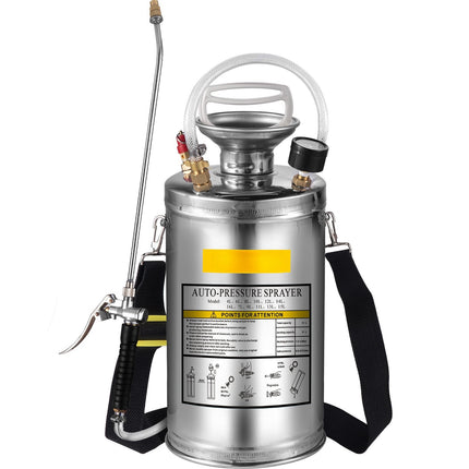 Stainless Steel Pump Sprayer 6L, Adjustable Nozzle