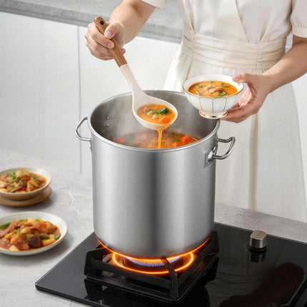 Stainless Steel Stock Pot 21 Qt with Glass Lid, Induction