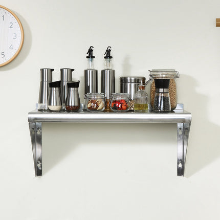 Stainless Steel Wall Shelf With Brackets, 30.5 x 91.4 cm, 113 kg