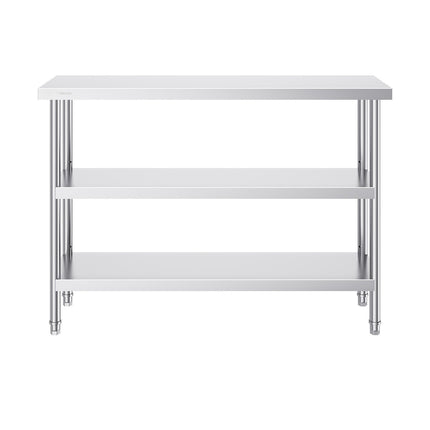 Stainless Steel Work Table, 14 x 48 Inch, 3-Tier
