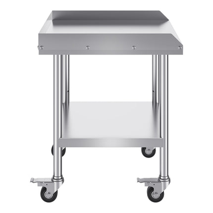 Stainless Steel Work Table 24 x 28 in, Casters, Backsplash