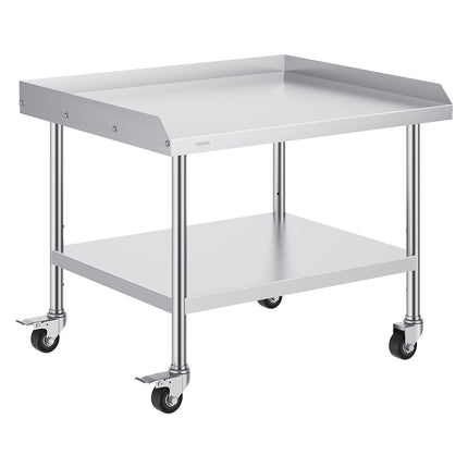 Stainless Steel Work Table 30 x 36 In, Casters, Backsplash