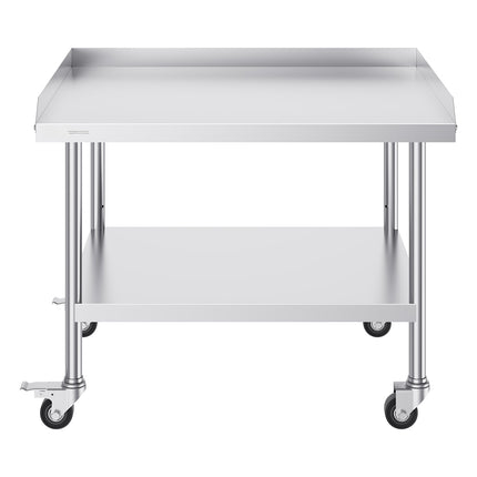 Stainless Steel Work Table 30 x 36 In, Casters, Backsplash