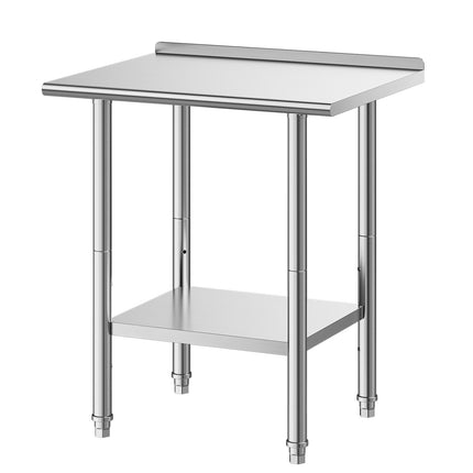 Stainless Steel Work Table 61x76 cm, Backsplash, Adjustable Shelf