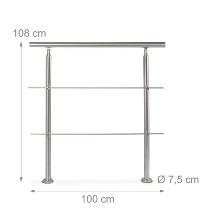 Nerūsējošā tērauda kāpņu margas 1,0 m / 2 stabi / 2 šķērsbāri