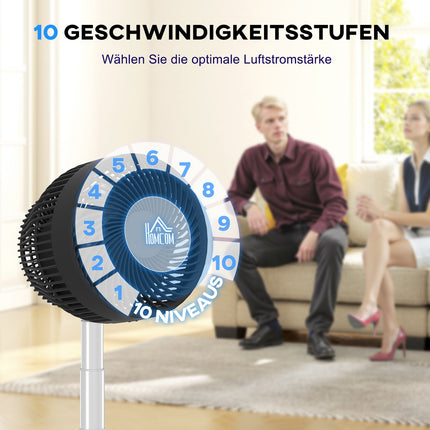 Statīva ventilators, USB uzlādējams ventilators ar tālvadības pulti, regulējama slīpuma svārstību 10 ātruma līmeņi, taimeris, regulējams augstums, teleskopiskais ventilators biroja kempingam |