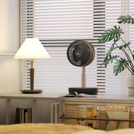 Statīva ventilators, USB uzlādējams ventilators ar tālvadības pulti, regulējama slīpuma svārstību 10 ātruma līmeņi, taimeris, regulējams augstums, teleskopiskais ventilators biroja kempingam |