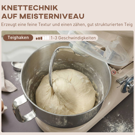 Stacionārais mikseris ar 4,5 l nerūsējošā tērauda bļodu, 1300 W, bēšs