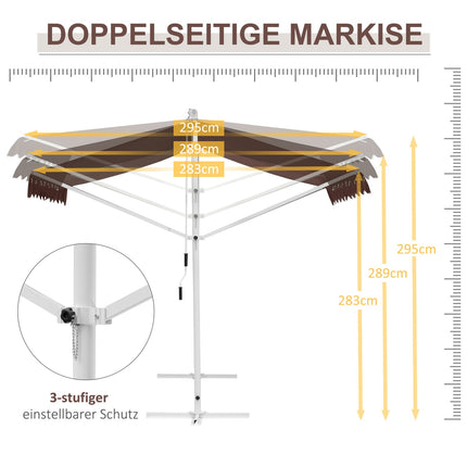 Dārza markīze 4,5 x 3,4 m, ar roku vadāma, izvelkama terases nojume, regulējama, saules aizsardzība, poliesters, kafijas krāsā