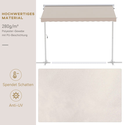 Beige Patio Awning With Folding Arm 3x3M