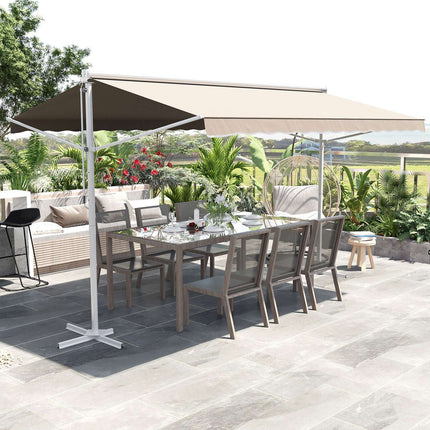 Stāvoša dārza markīze, salokāma roka, kloķis, 4x3m, bēša, terase