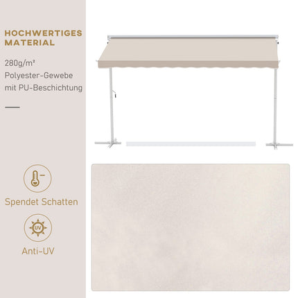 Stāvoša dārza markīze, salokāma roka, kloķis, 4x3m, bēša, terase