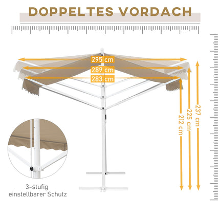 Stāvoša dārza markīze, salokāma roka, kloķis, 4x3m, bēša, terase
