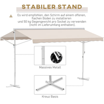 Stāvoša dārza markīze, salokāma roka, kloķis, 4x3m, bēša, terase