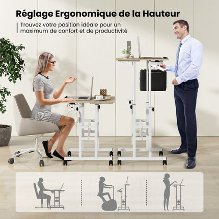 Stāvgalds uz riteņiem, regulējams augstums, noliecama paplāte