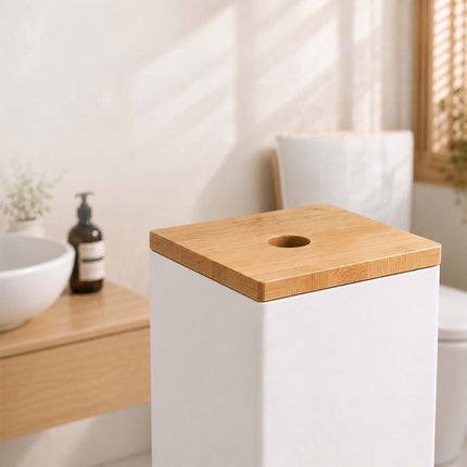Standing Toilet Roll Holder for 4 Rolls, Wall-Mountable, White