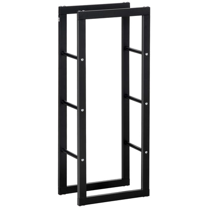 Steel Firewood Rack 40x25x100 cm with 100 kg Load Capacity, Black, Outdoor
