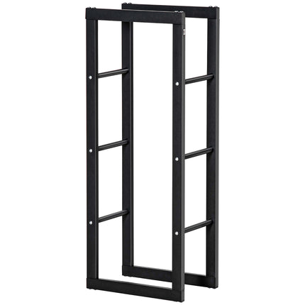 Steel Firewood Rack 40x25x100 cm with 100 kg Load Capacity, Black, Outdoor